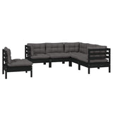 vidaXL 5-delige Loungeset met grijze kussens grenenhout