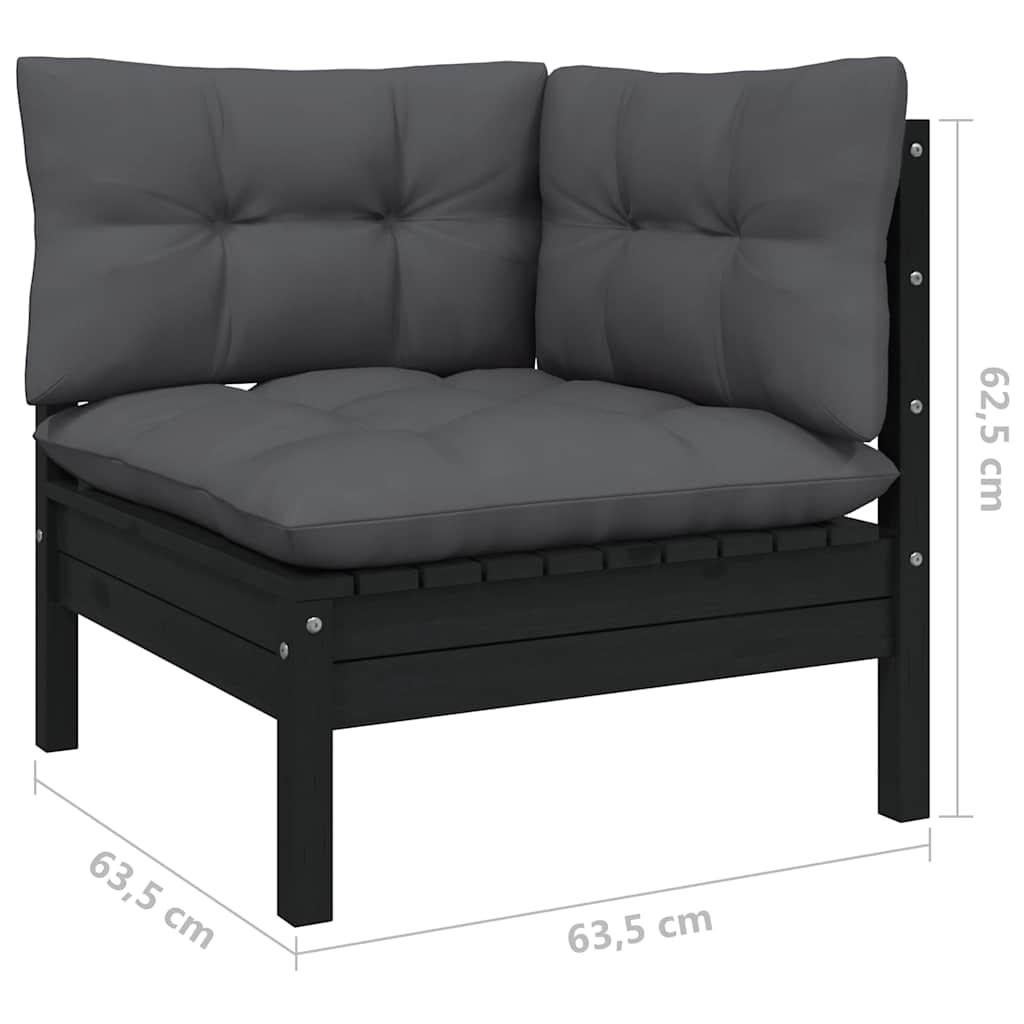 vidaXL 5-delige Loungeset met grijze kussens grenenhout