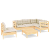 vidaXL 6-delige Loungeset met grijze kussens grenenhout