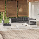 vidaXL 6-delige Loungeset met grijze kussens grenenhout