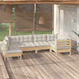 vidaXL 6-delige Loungeset met grijze kussens grenenhout