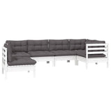 vidaXL 6-delige Loungeset met grijze kussens grenenhout
