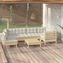 vidaXL 7-delige Loungeset met grijze kussens grenenhout