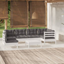vidaXL 7-delige Loungeset met grijze kussens grenenhout