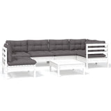 vidaXL 7-delige Loungeset met grijze kussens grenenhout