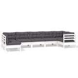 vidaXL 7-delige Loungeset met grijze kussens grenenhout