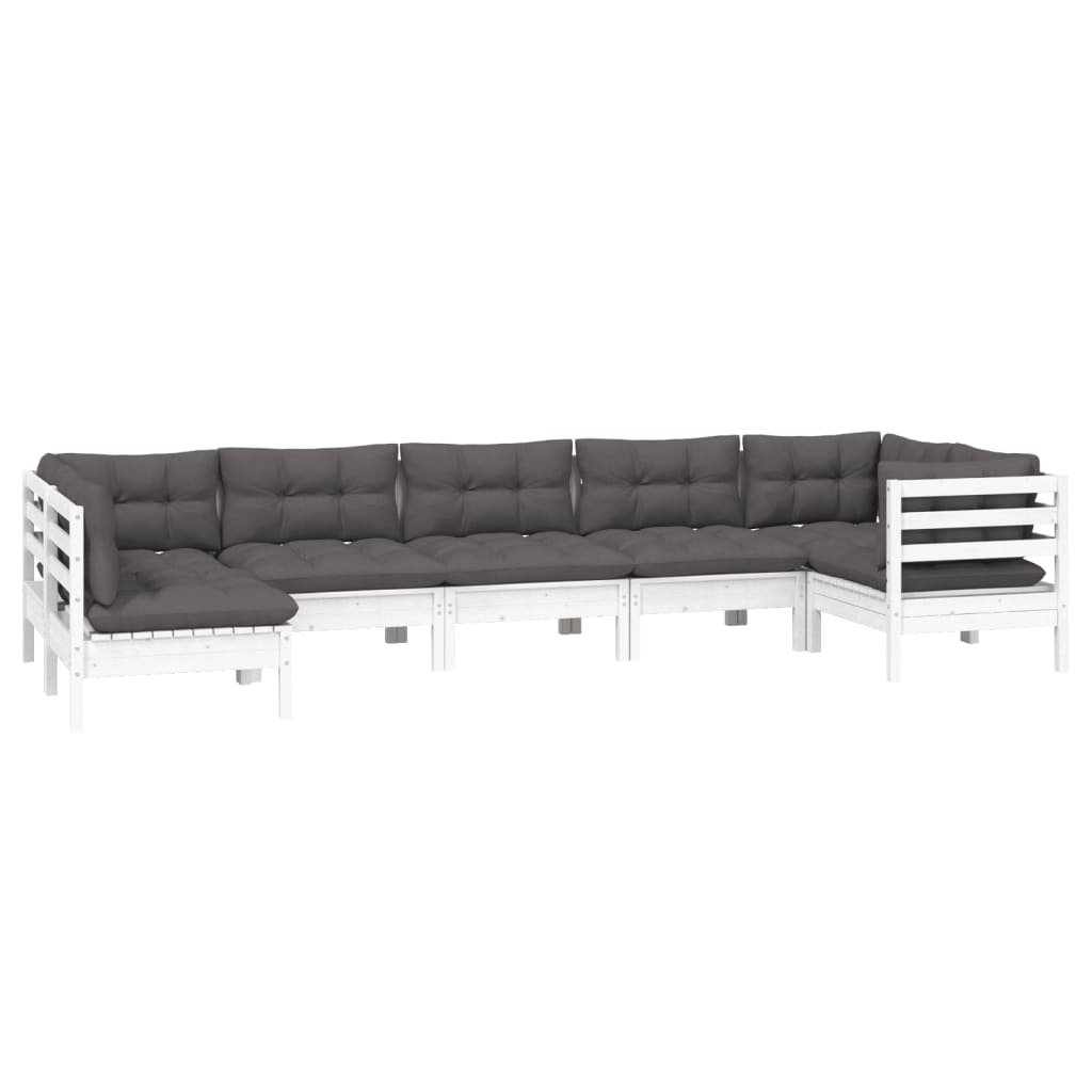 vidaXL 7-delige Loungeset met grijze kussens grenenhout