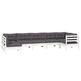 vidaXL 7-delige Loungeset met grijze kussens grenenhout
