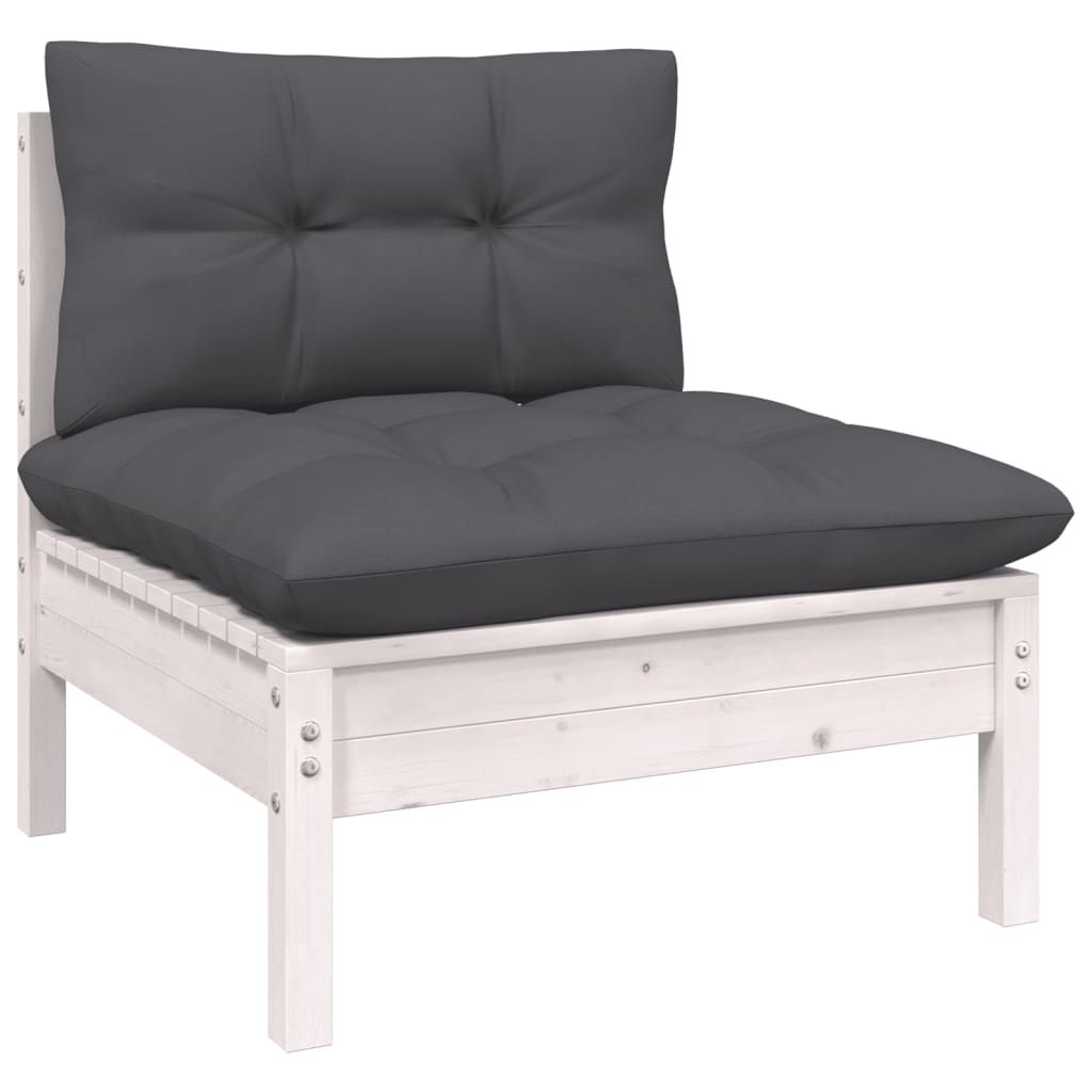 vidaXL 7-delige Loungeset met grijze kussens grenenhout
