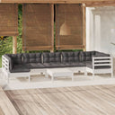 vidaXL 8-delige Loungeset met grijze kussens grenenhout