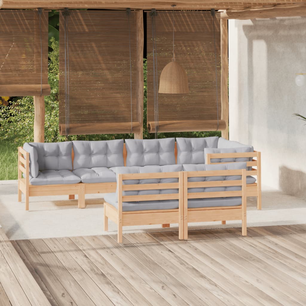 vidaXL Ensemble de salon 7 pièces avec des coussins gris à vert