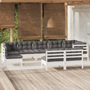 vidaXL 9-delige Loungeset met grijze kussens massief grenenhout