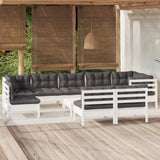 vidaXL 9-delige Loungeset met grijze kussens massief grenenhout