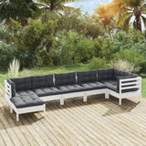 vidaXL 7-delige Loungeset met grijze kussens massief grenenhout