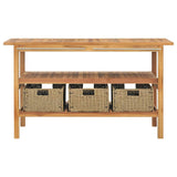 vidaXL Washbasin Cabinet with Basins Solid Teak Marble Black