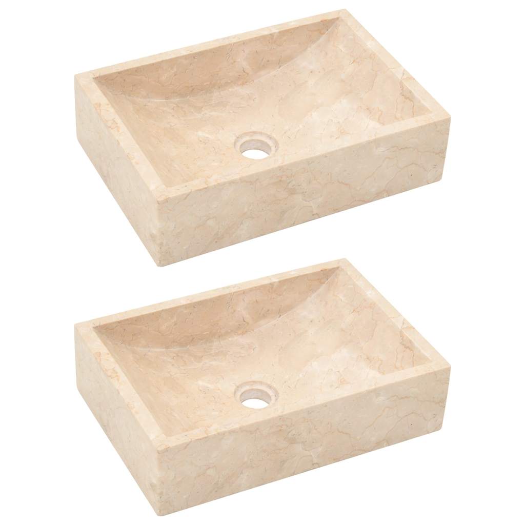 vidaXL Washbasin Cabinet with Basins Solid Teak Marble Black