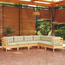 vidaXL 6-Piece Lounge Set with Grey Cushions Solid Pine Wood