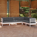 vidaXL 6-Piece Lounge Set with Grey Cushions Solid Pine Wood