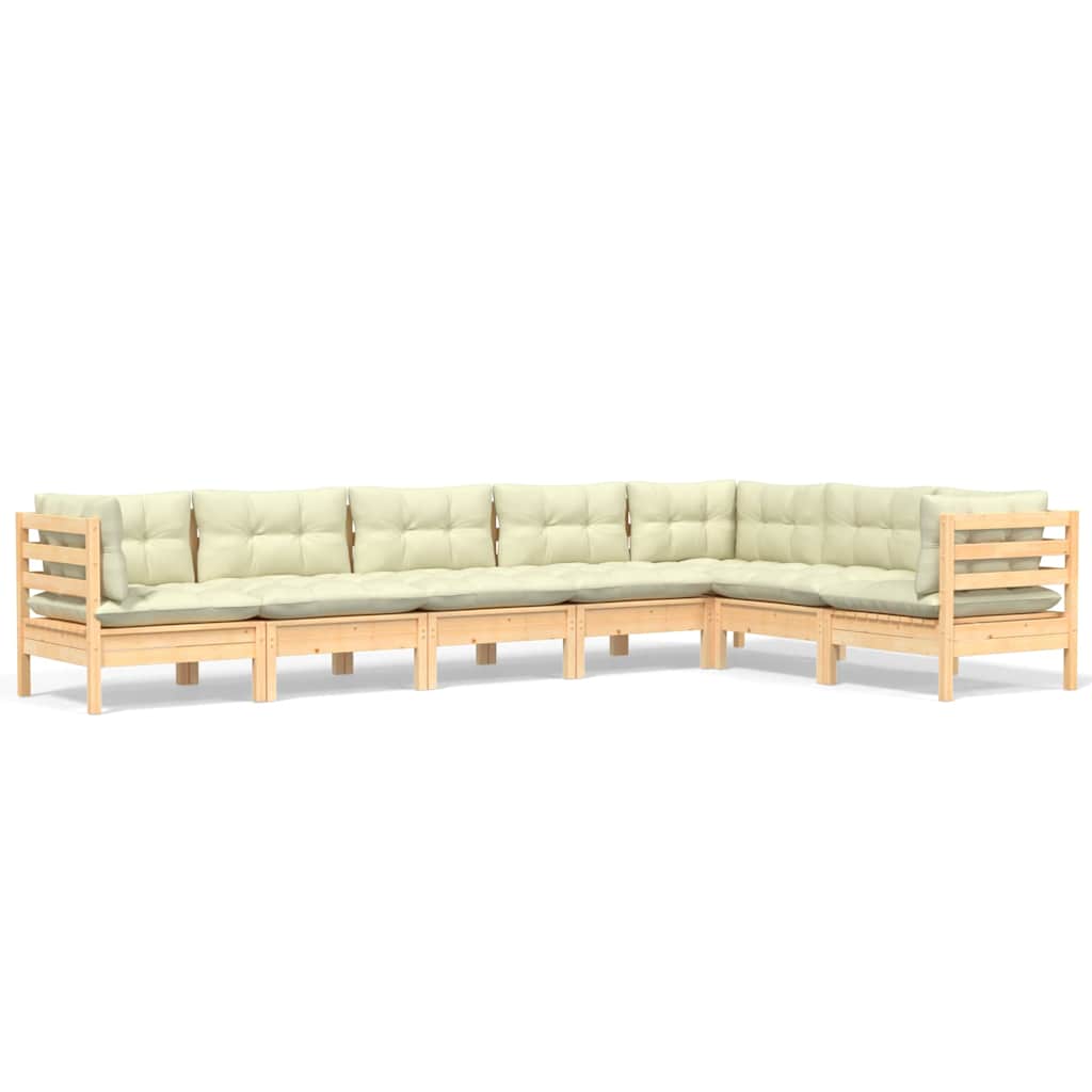 vidaXL 7-delige Loungeset met grijze kussens grenenhout