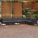 vidaXL 7-delige Loungeset met grijze kussens grenenhout