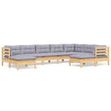vidaXL 9-piece Lounge Set with Grey Cushions Solid Pine Wood