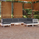 vidaXL 9-piece Lounge Set with Grey Cushions Solid Pine Wood