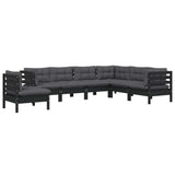 vidaXL 7-delige Loungeset met grijze kussens grenenhout