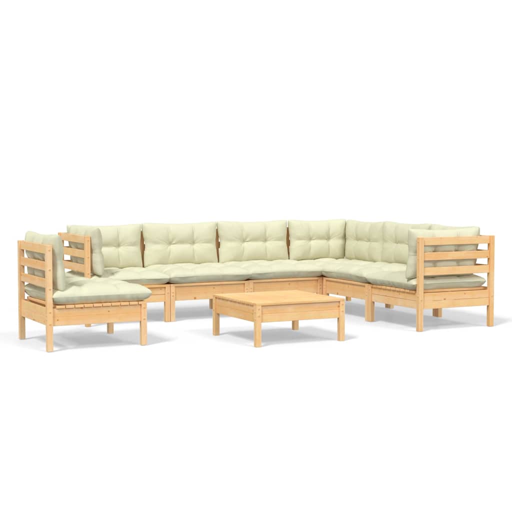 vidaXL 8-delige Loungeset met grijze kussens grenenhout
