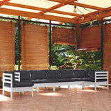 vidaXL 8-Piece Lounge Set with Grey Cushions Solid Pine Wood