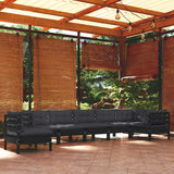 vidaXL 8-Piece Lounge Set with Grey Cushions Solid Pine Wood