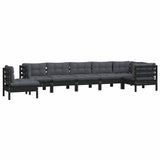 vidaXL 8-Piece Lounge Set with Grey Cushions Solid Pine Wood