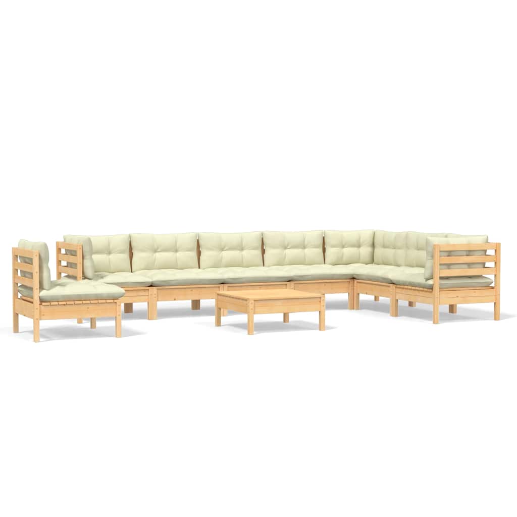 vidaXL 9-delige Loungeset met grijze kussens massief grenenhout