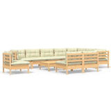vidaXL 11-Piece Lounge Set with Grey Cushions Solid Pinewood