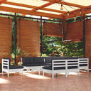 vidaXL 11-Piece Lounge Set with Grey Cushions Solid Pinewood