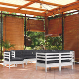 vidaXL 9-piece Lounge Set with Grey Cushions Solid Pine Wood