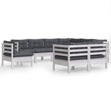 vidaXL 9-piece Lounge Set with Grey Cushions Solid Pine Wood