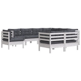 vidaXL 9-piece Lounge Set with Grey Cushions Solid Pine Wood