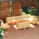 vidaXL 10-piece Lounge Set with Grey Cushions Solid Pine Wood