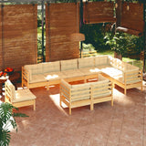 vidaXL 10-piece Lounge Set with Grey Cushions Solid Pine Wood