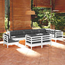 vidaXL 10-piece Lounge Set with Grey Cushions Solid Pine Wood