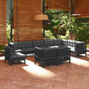 vidaXL 10-piece Lounge Set with Grey Cushions Solid Pine Wood