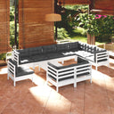 vidaXL 11-delige Loungeset met grijze kussens massief grenenhout