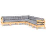 vidaXL 7-delige Loungeset met grijze kussens grenenhout