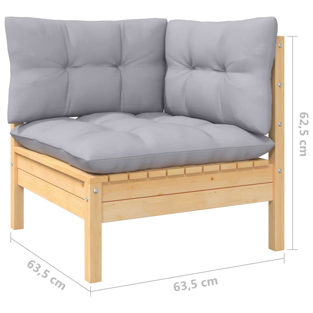 vidaXL 7-delige Loungeset met grijze kussens grenenhout