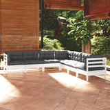 vidaXL 7-delige Loungeset met grijze kussens grenenhout