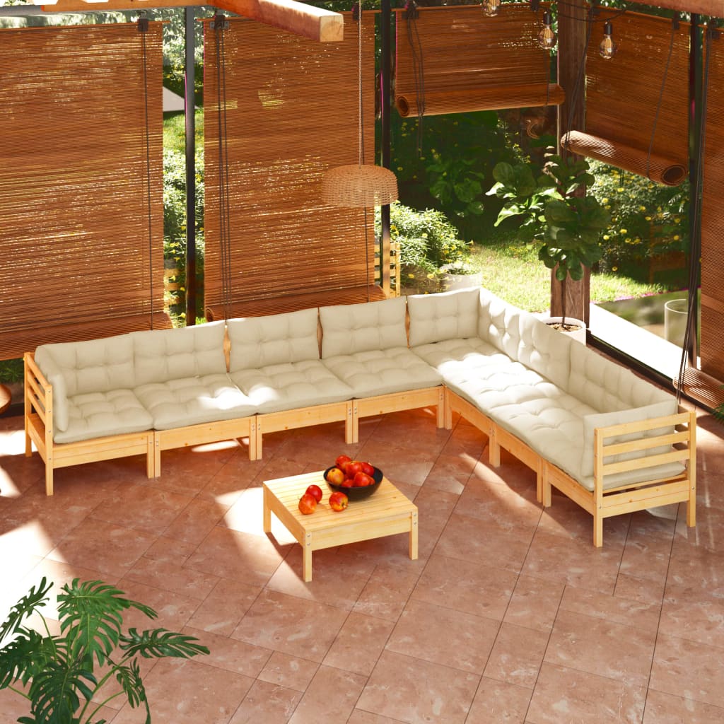 vidaXL 9-piece Lounge Set with Grey Cushions Solid Pine Wood
