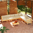 vidaXL 9-piece Lounge Set with Grey Cushions Solid Pine Wood