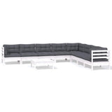 vidaXL 9-piece Lounge Set with Grey Cushions Solid Pine Wood