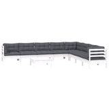 vidaXL 9-piece Lounge Set with Grey Cushions Solid Pine Wood