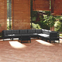 vidaXL 9-piece Lounge Set with Grey Cushions Solid Pine Wood